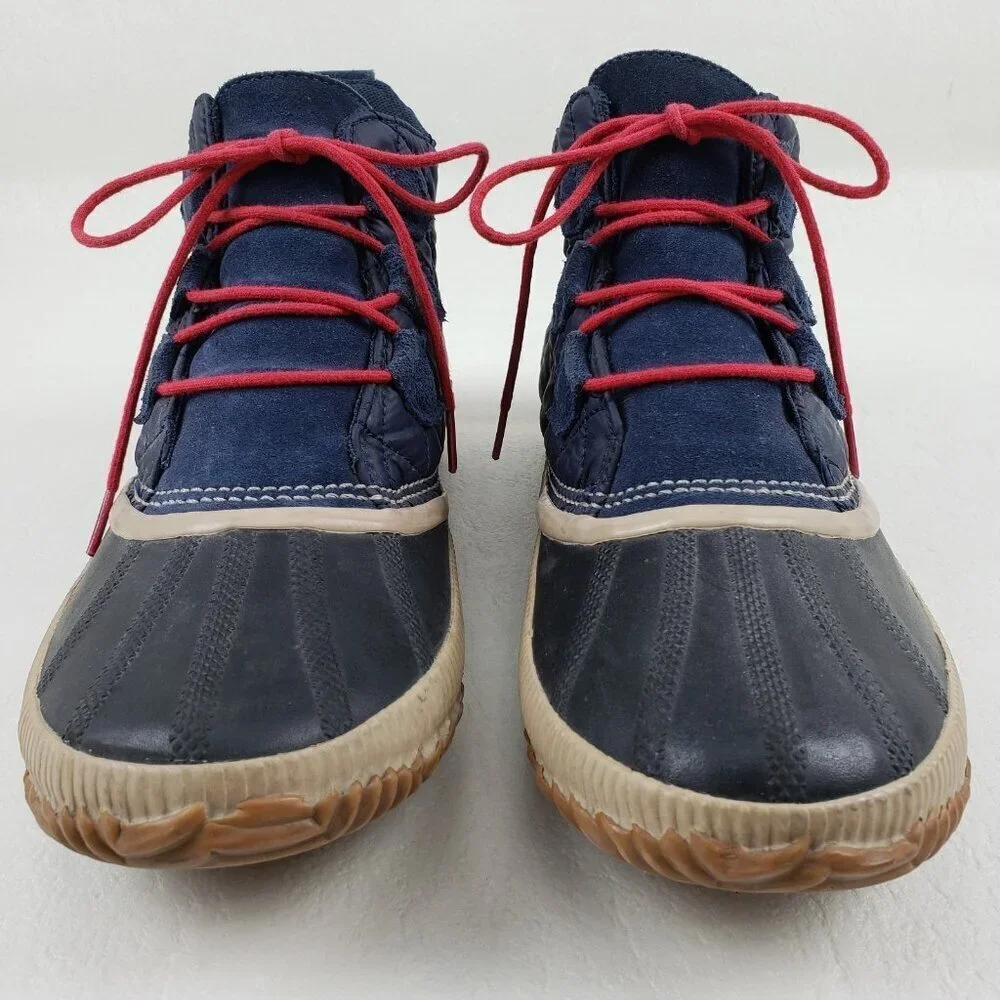 Sorel Out N About Duck Boot Womens 12 Blue Leather Ankle Lace Up Waterproof
